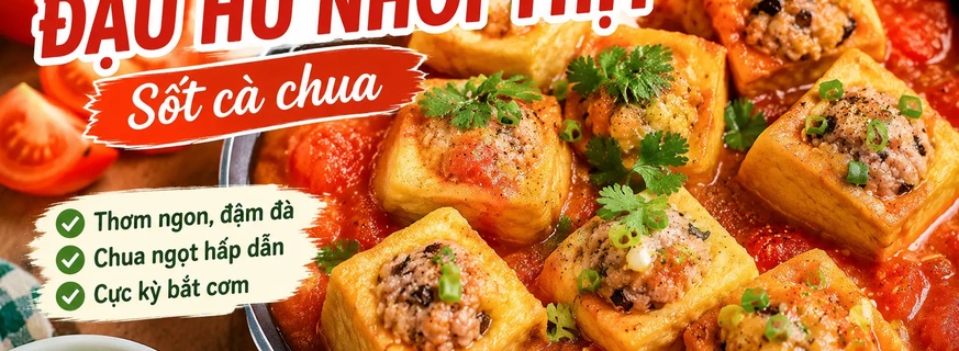 Cách Nấu Đậu Hủ Nhồi Thịt Sốt Cà Chua Ngon Đậm Đà, Cực Kỳ Bắt Cơm